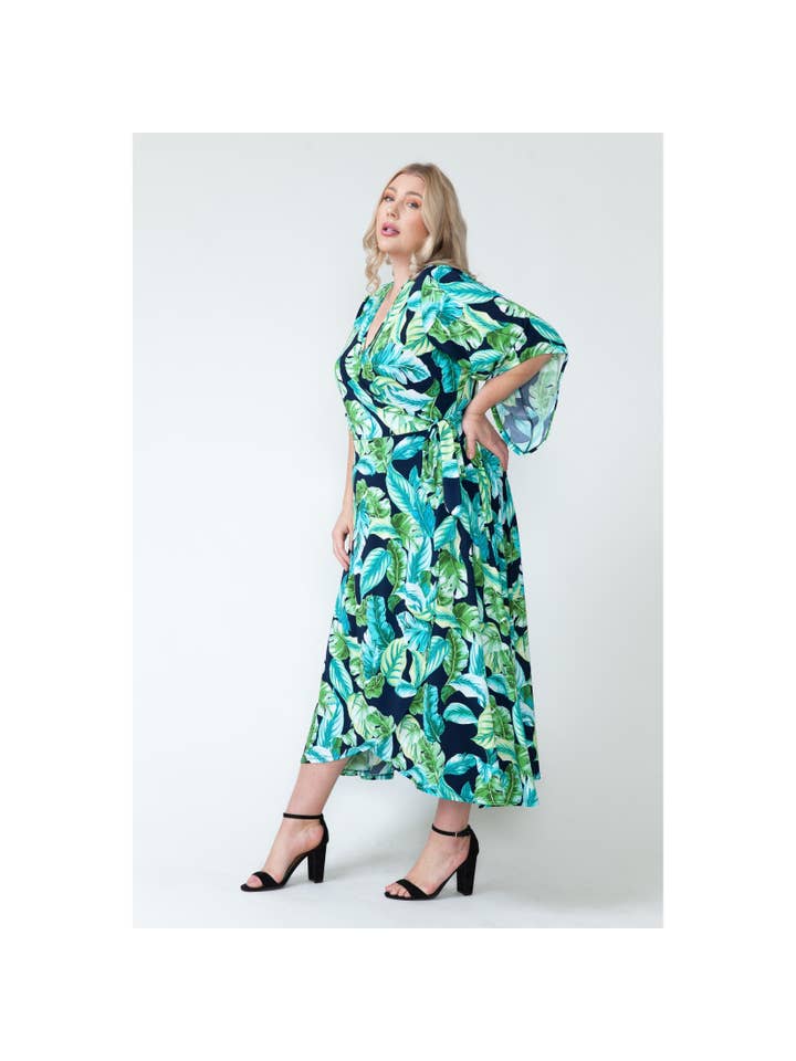 Curvy Tropical Overlap Maxi Dress