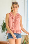 Frilled V-Neck Top