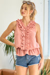 Frilled V-Neck Top