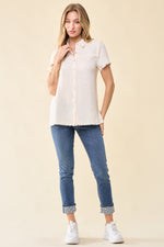 Short Sleeve Frayed Button Down