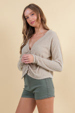 Textured Soft Knit Hairy Cardigan