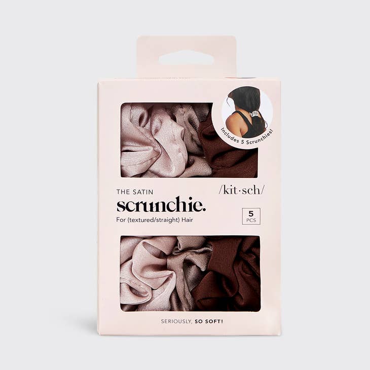 Satin Sleep Scrunchies - 5 piece - Cameo