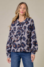 Soft Collared Animal Print Sweater