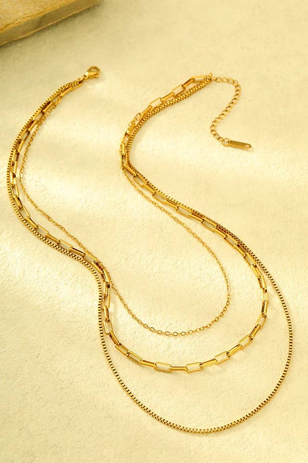 18K STAINLESS STEEL LAYERED NECKLACE