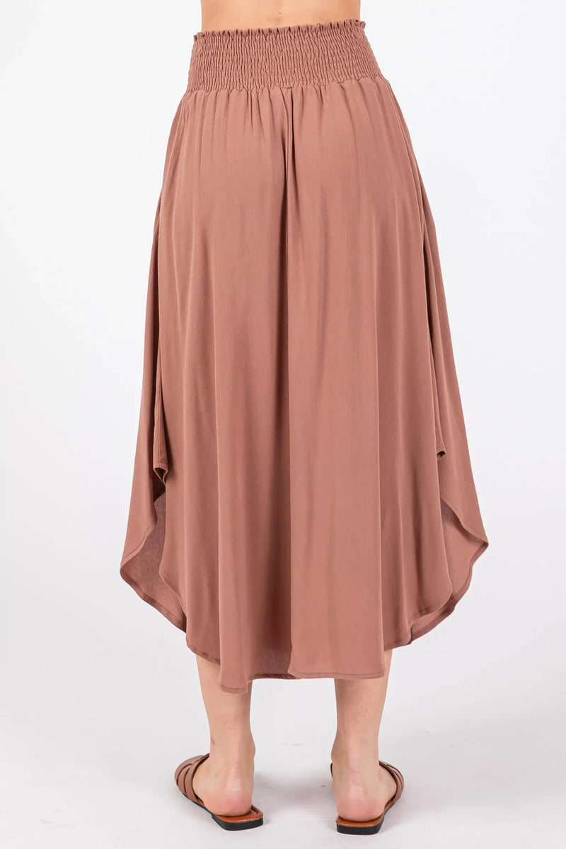 Smocked Midi Skirt