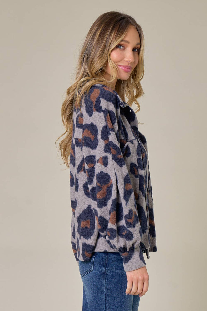 Soft Collared Animal Print Sweater
