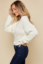 Chunky V-Neck Ivory Sweater