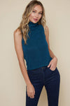 Teal Turtle Neck Sleeveless Top