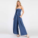 Front Tie Tank Top Wide Leg Jumpsuit