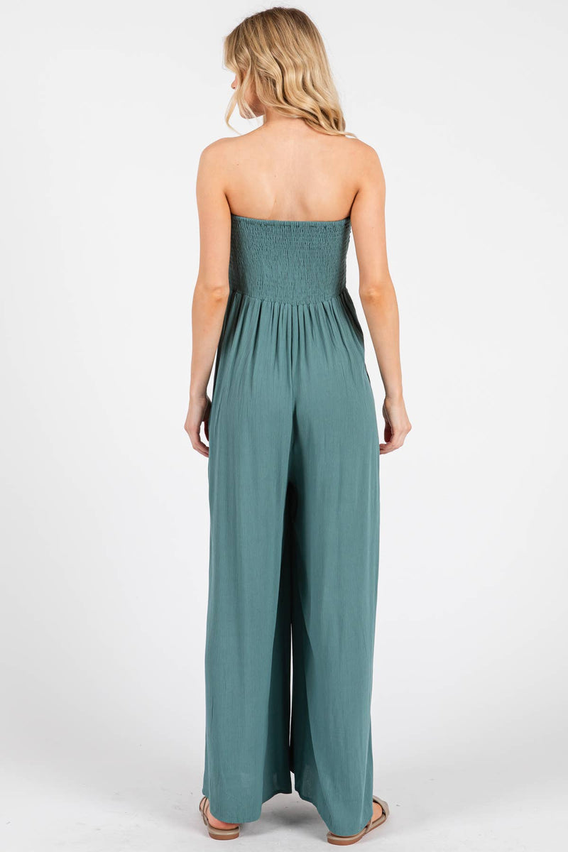 Front Tie Tank Top Wide Leg Jumpsuit