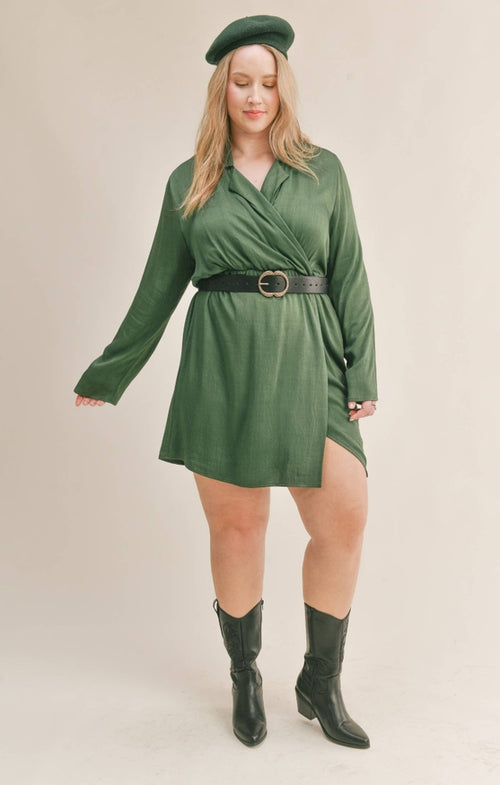 Curvy Rory Blazer Dress in Green