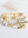 Gold Cross Natural Beaded Bracelet Set