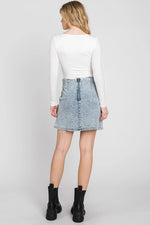Shirring Slit Denim Mini Skirt