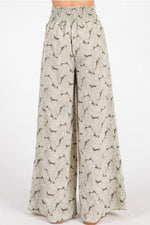 Olive Ivory Smocked Wide Leg Pant