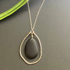 Silver Organic Hammered Hoop and Black Drop Necklace