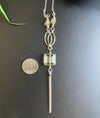 Crystal Drop Bar Necklace Silver Chain Layer Boho