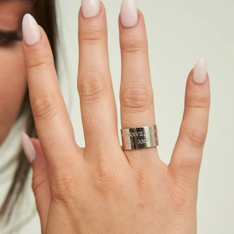Brave Strong Worthy Adjustable Ring