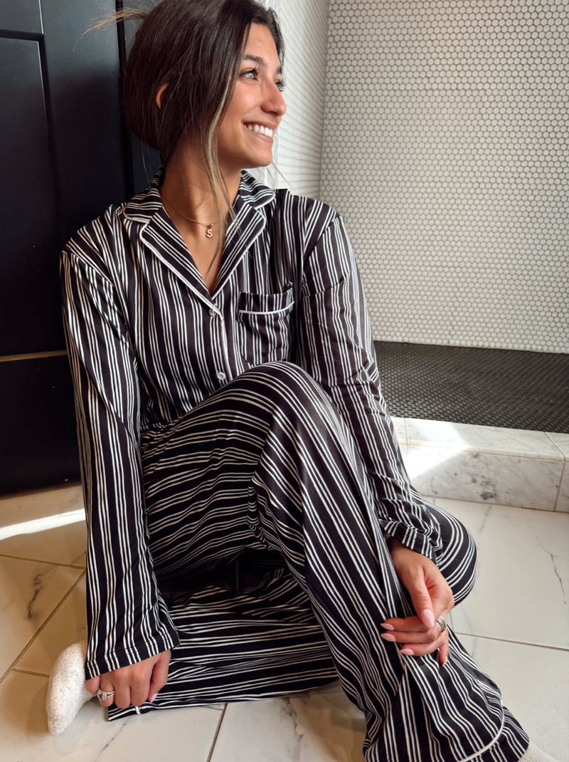 Black Stripe Pajama Set 