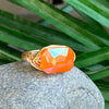Orange Crystal Faceted Statement Ring