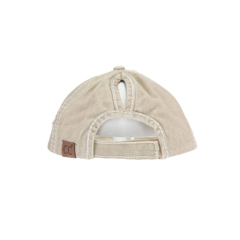Distressed High Pony Cap with Glitter Star