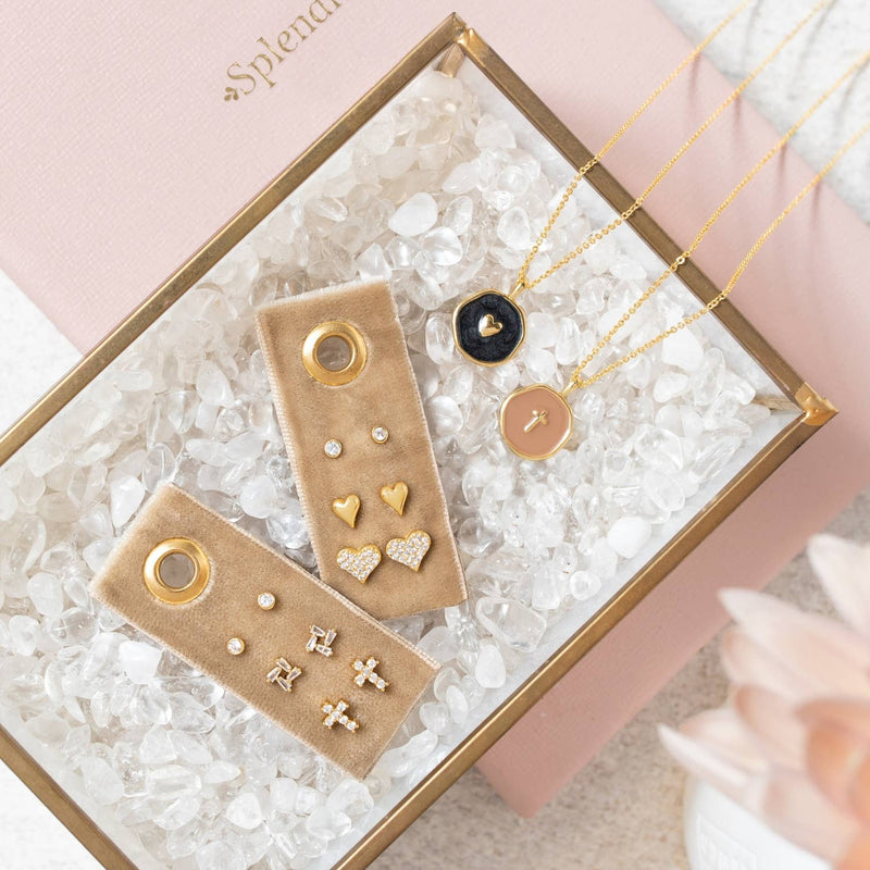 Heart Velvet Stud Gift Set: Silver