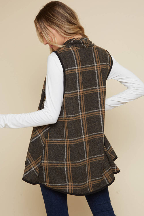 Plaid Vest Cardi -Black Plaid