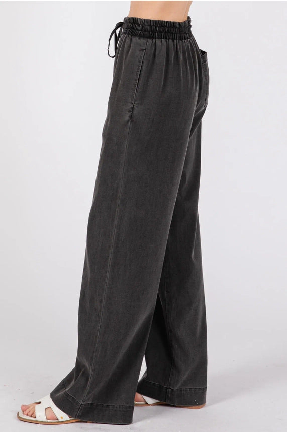 Black Denim Pull On Pant