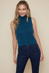 Teal Turtle Neck Sleeveless Top
