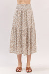 Print Tiered Midi Skirt