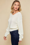 Chunky V-Neck Ivory Sweater