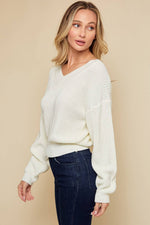 Chunky V-Neck Ivory Sweater