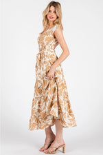 V-Neck Natural Midi Dress