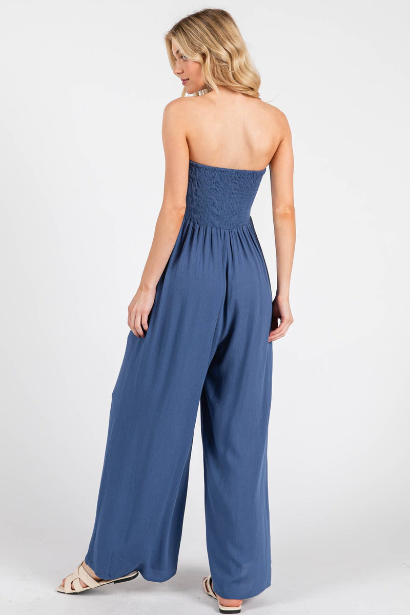 Front Tie Tank Top Wide Leg Jumpsuit