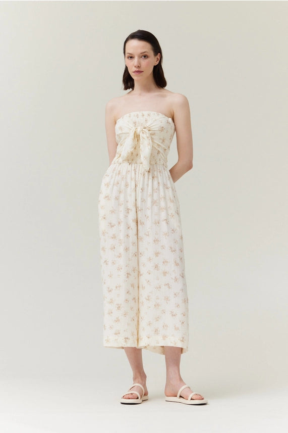 Tie Front Gauze Jumpsuit