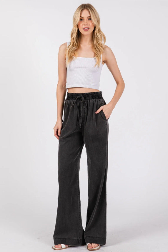Black Denim Pull On Pant