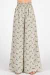 Olive Ivory Smocked Wide Leg Pant