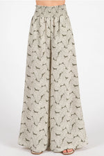 Olive Ivory Smocked Wide Leg Pant