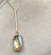 Gold Bar Large Crystal Pendant Necklace