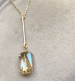 Gold Bar Large Crystal Pendant Necklace
