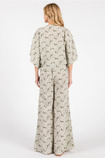 Olive Ivory Smocked Wide Leg Pant