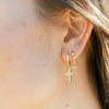 Cross Drop Huggies Earrings