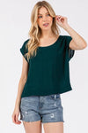 Woven Round Neck Boxy Top