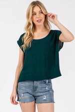 Woven Round Neck Boxy Top