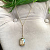 Gold Bar Large Crystal Pendant Necklace