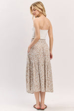 Print Tiered Midi Skirt