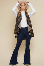 Plaid Vest Cardi -Black Plaid