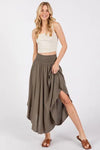 Smocked Midi Skirt- Green