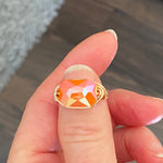 Orange Crystal Faceted Statement Ring