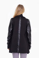 Leather Detail Waterfall Cardigan
