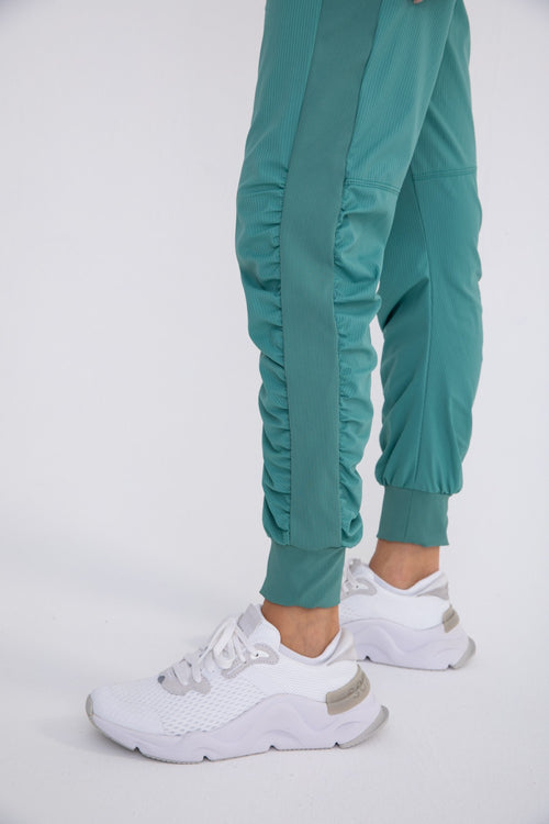 Striped Joggers with Ribbed Side Panel